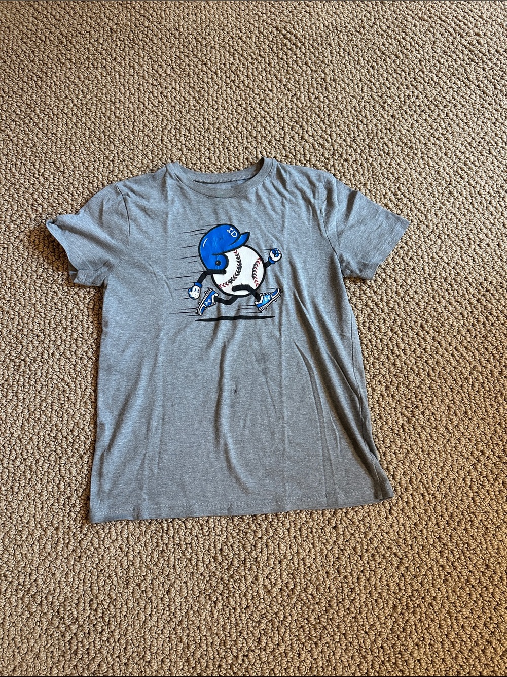 Under Armour Gray Tee with Blue Baseball Graphic